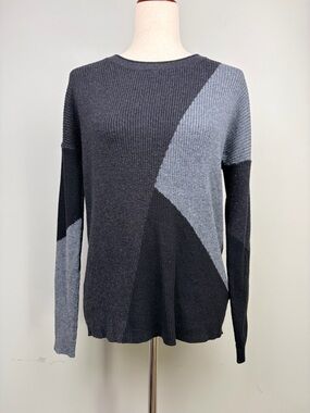 Smartwool Merino Wool Blend Sweater Gray Colorblock Rib Knit Size M